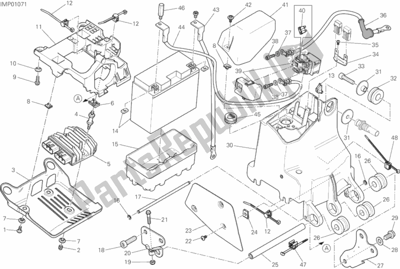 Todas las partes para Soporte De La Batería de Ducati Monster 1200 25 TH Anniversario USA 2019